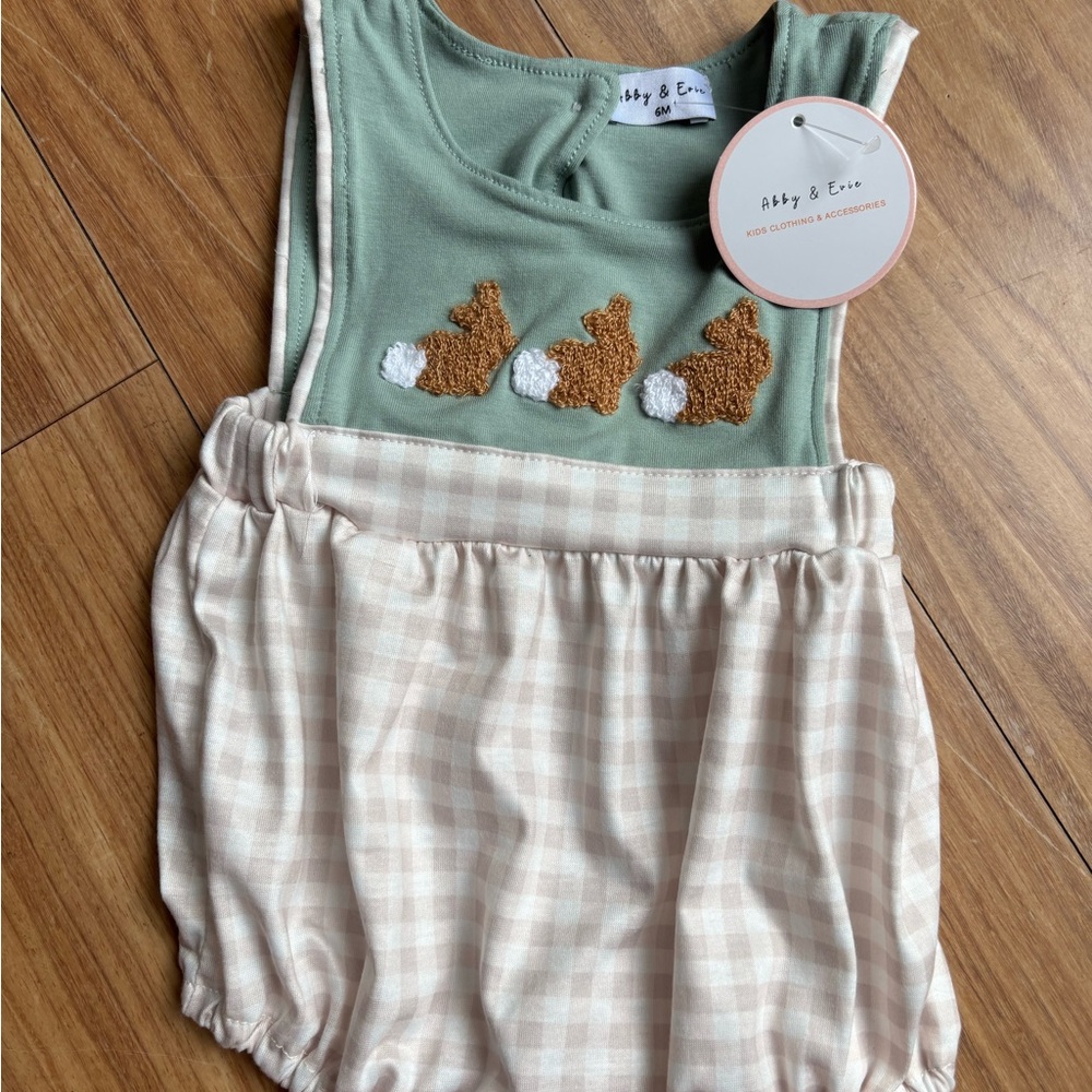 Green and Cream Bunny Romper